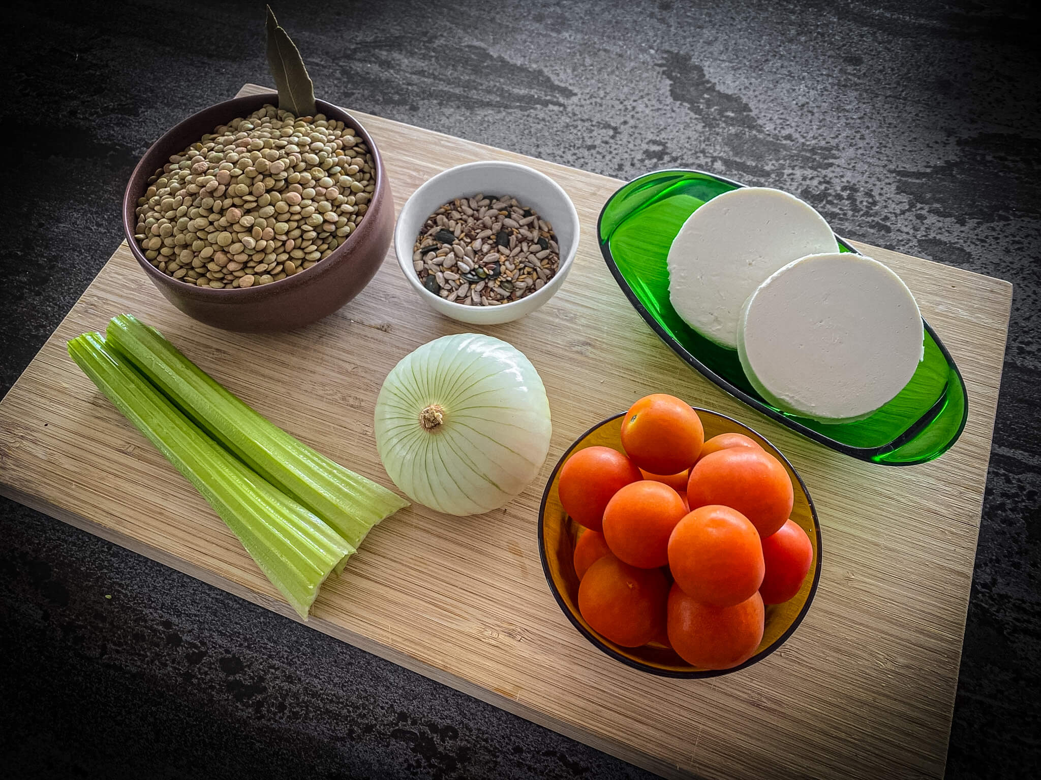 Warm Goat Cheese & Pardina Lentil Salad ingredients
